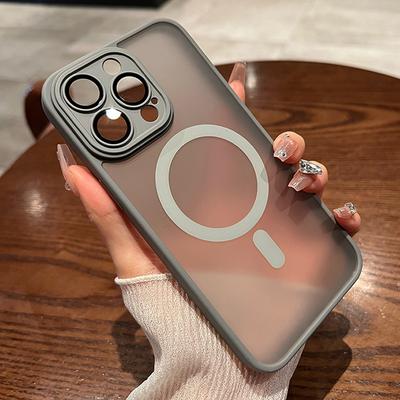 Роскошный магнитный противоударный матовый полупрозрачный чехол для iPhone 16 15 14 13 Pro Max Plus для чехла для беспроводной зарядки Magsafe