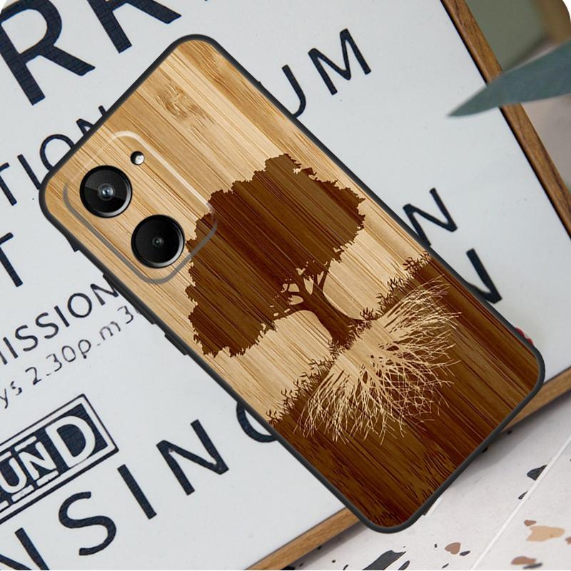 Чехол из бамбукового дерева и дерева для Realme C67 C55 C53 C51 C35 C33 C31 C30 C25s C21Y GT Neo 6 GT5 9 10 11 12 Pro Plus
