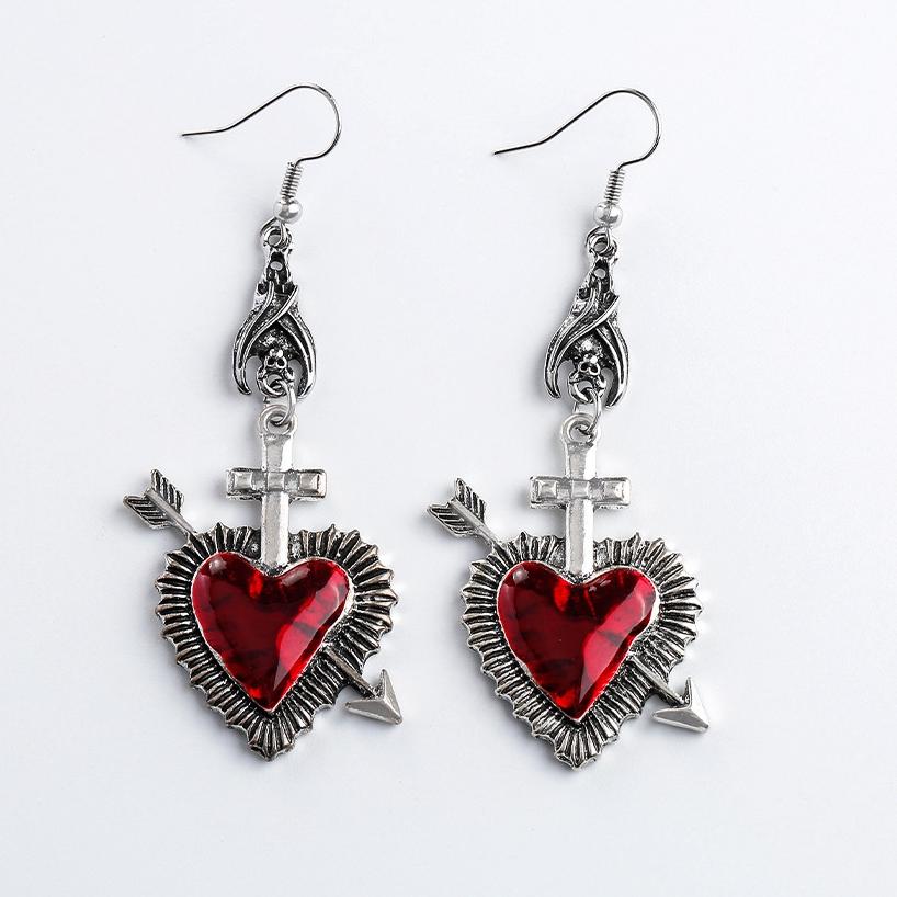 Новые темные винтажные готические серьги из коллекции Sacred Heart Goth, серьги на Хэллоуин для женщин, красные капли масла, аксессуары в стиле готический панк