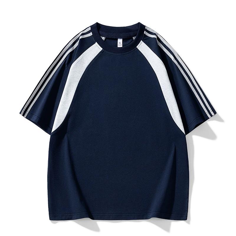 Футболка с коротким рукавом, мужская свободная рубашка с круглым вырезом, рукав семь четвертей, мужская футболка