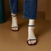 Heartbeat~! Classic Versatile Square Head Open-toed Middle Heel with Sandals Women's Summer Thick Heel