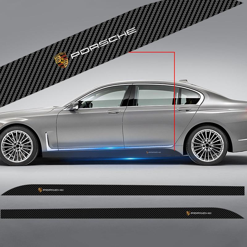 2 шт. Углеродная наклейка на порог боковой юбки двери автомобиля Защитная наклейка для тюнинга Для Porsche Boxster Cayenne Panamera Macan Cayman 911 918 996 917 991