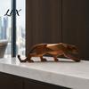 Geometric Cheetah Sculpture 3D Printed Figurine, Compact Faceted Sculpture, Durable Matte Leopard Statue Minimalist for Home Office Decor Gift