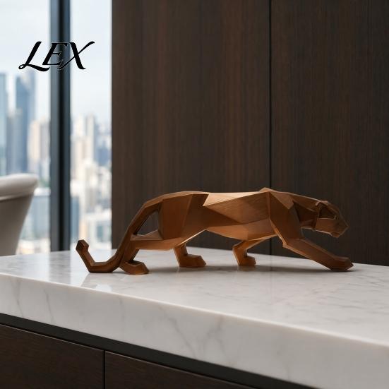 Geometric Cheetah Sculpture 3D Printed Figurine, Compact Faceted Sculpture, Durable Matte Leopard Statue Minimalist for Home Office Decor Gift