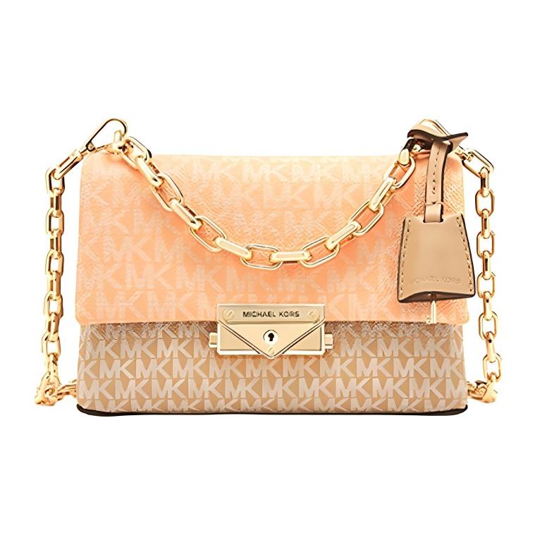 Michael Kors Mk Cece Винтажная Сумка на Плечо с Клапаном и Цепочкой, Цветные Блоки, Женская Сумка на Плечо, Оранжевый Мультиколор 32T1G0EC0B