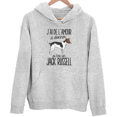 Sweat À Capuche - Jack Russell - Unisexe - Humour Drôle - Gris