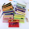 A6 Colorful Double Layer Mesh Storage Bag Daily Makeup Pouch Cosmetic Bag Portable Card Holder Earphone Organizer Coin Purse