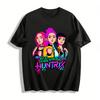 KPOP Демон Хантеры Huntrix Графическая футболка, Крутая футболка в стиле аниме с принтом женской группы, Повседневная футболка, Футболка из чистого хлопка