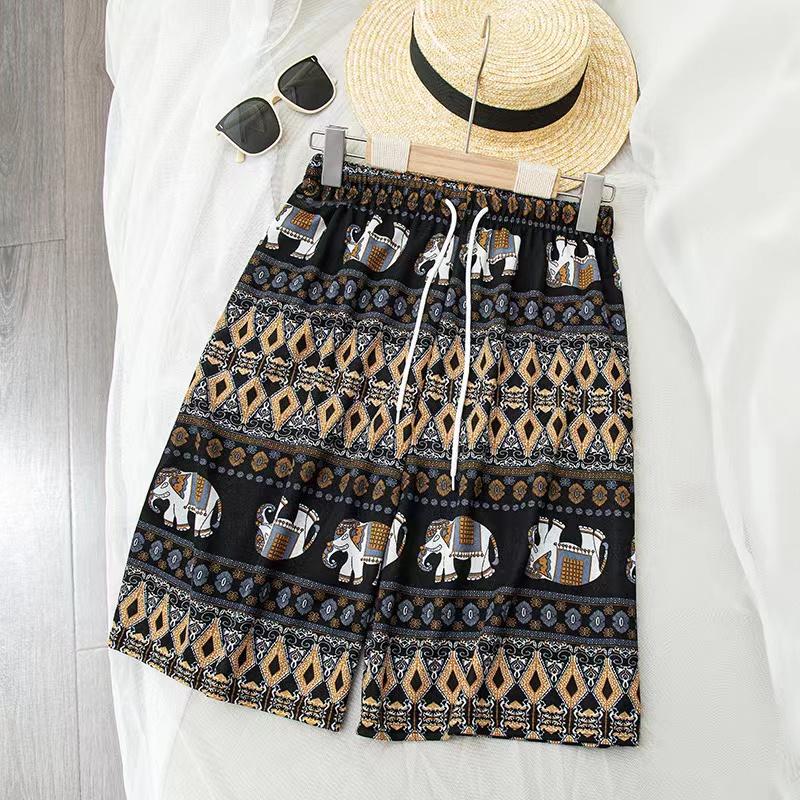 Elephant Pants Women Wide Leg Shorts Summer Thailand Thin Straight Casual Streetwear Beach Bottoms Female Clothing Fashion