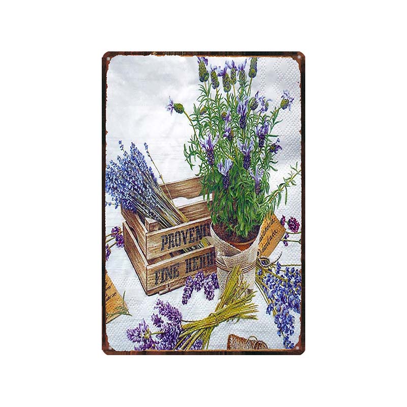 Садовая металлическая пластина лаванды с фиолетовым цветком, оловянные знаки для фермерского дома, табличка, настенное искусство, домашний сад, винтажный декор