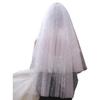 Elegant Bridal Lace Veil Women Pearl Tulle Bachelorette Party White Veil with Rhinestone for Wedding Performances