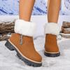 2025 Winter New Platform Mid-Heeled Boots Women's Comfortable Women's Boots Warm Cotton Boots Back Zipper Snow Boots Women's Women