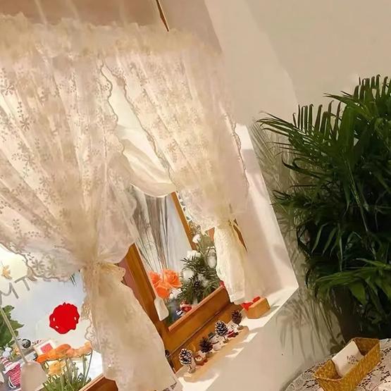 WTEMPO 2 шт., французская пасторальная кремовая занавеска с вышивкой, кружевная занавеска для окна спальни, перфорированная занавеска