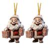 2/7Pcs Christmas Santa Claus Hanging Decoration Holiday Party Winter Xmas Tree 2D Flat Acrylic Cartoon Father Christmas Hanging Ornament
