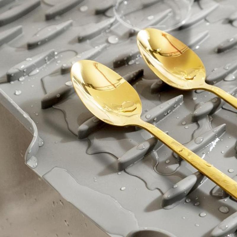 Силиконовый коврик для сушки посуды для кухни, нескользящий, с наклоном для стока воды, термоизолирующий, подставки под горячее, для столовой посуды, фруктов, кухонный инструмент