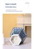Hexagonal Lotus Flower Bonsai Pot, Blue and White Jingdezhen Ceramic Planter for Orchids and Greenery