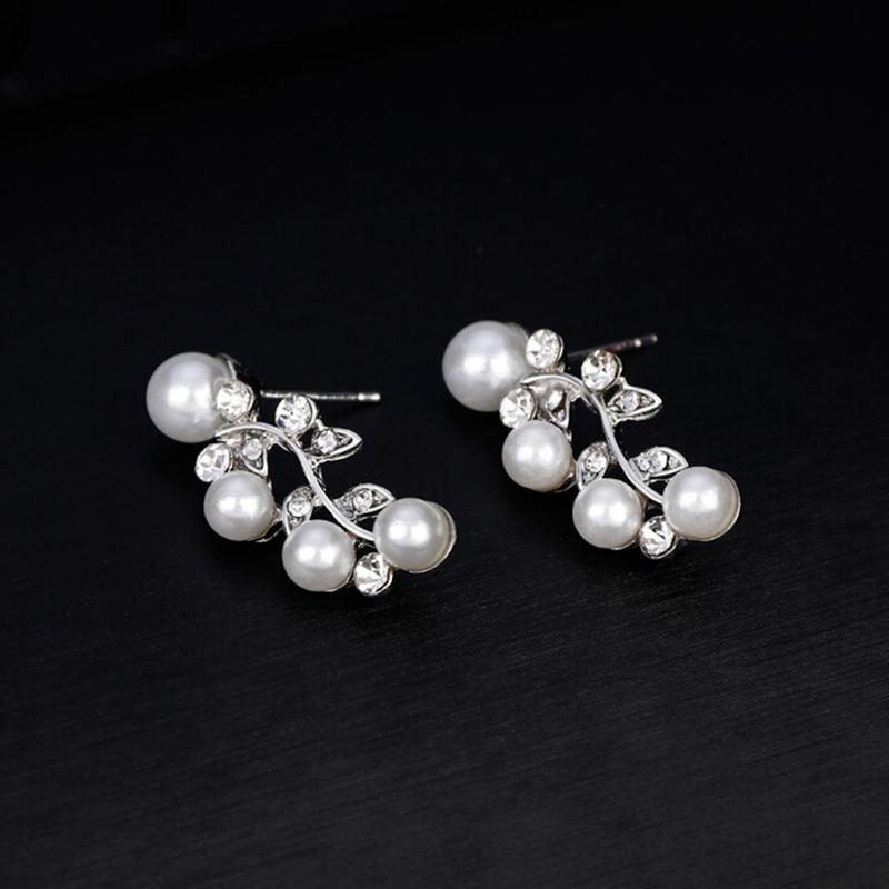 Imitation Pearl Short Necklace Earrings Jewelry Set Prom Party Accessory