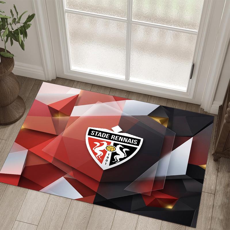 Stade Rennais FC Design Crystal Velvet Carpet Cozy Non?Slip Printed Rug For Bedroom Living Room Entrance