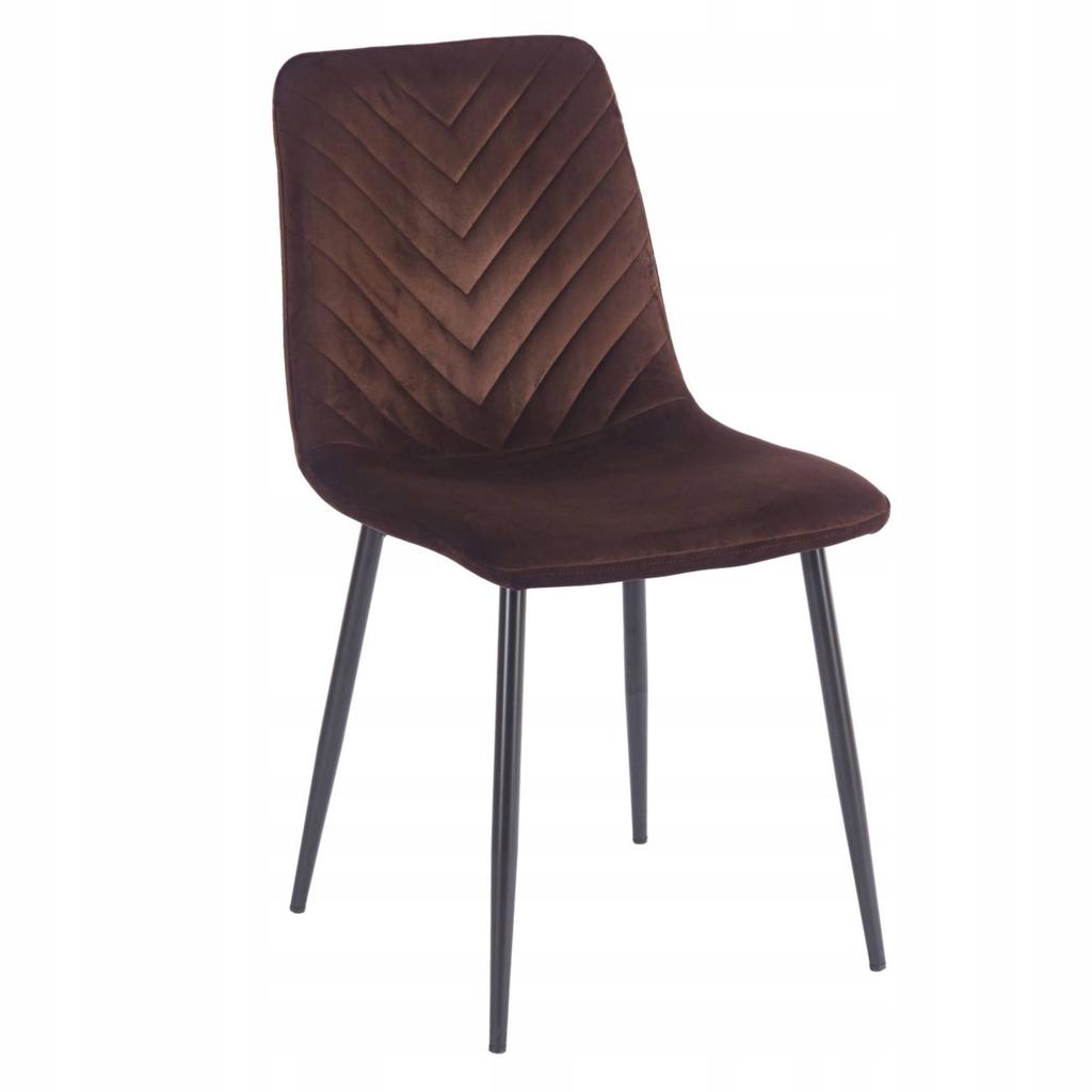 Dark brown velvet chair with black metal legs for the Furnitex office