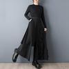 Черный Большой размер Винтажный с высокой талией Повседневный свободный Весна Лето Осень широкие брюки-юбка Женские брюки