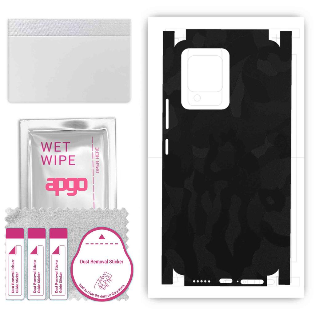apgo Protective Skin Sticker for the back+sides compatible with Vivo V23 5G, Full Wrap Film, Foil, Vinyl - Pattern Black Camo