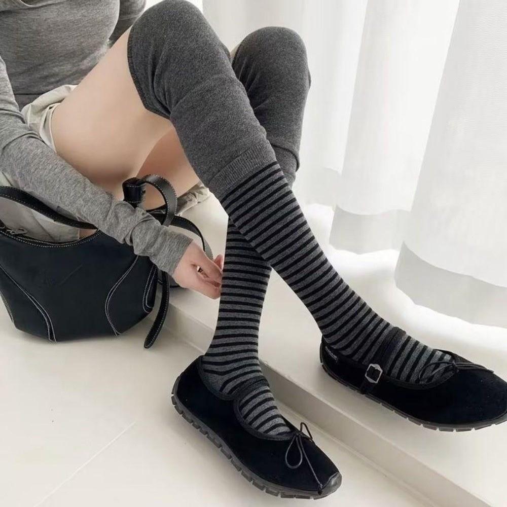 Slouch Style Over the Knee Socks Patchwork Design Patchwork Striped Socks Long Socks For Boots