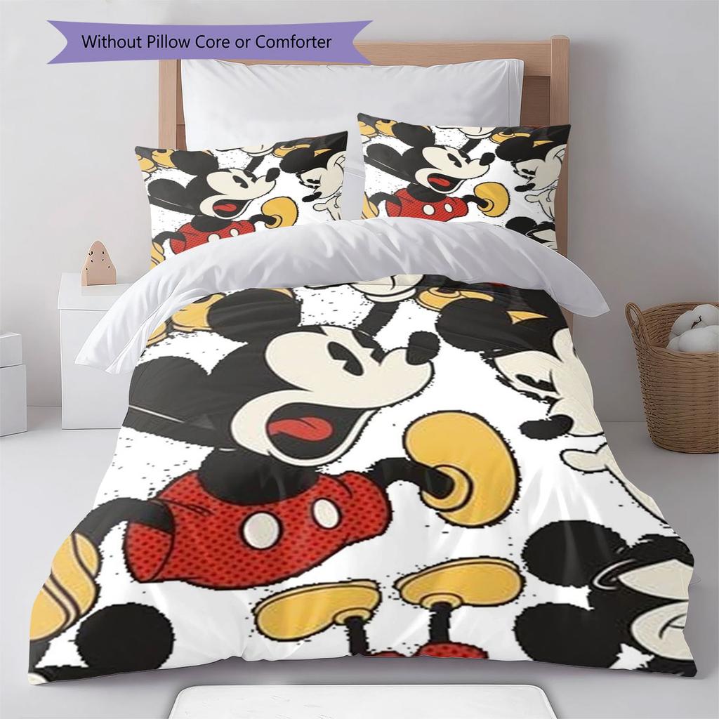 Retro Pop Art Style Mickey Mouse Print Comfortable Bedding Set, The Perfect Choice To Decorate A Child's Bedroom.