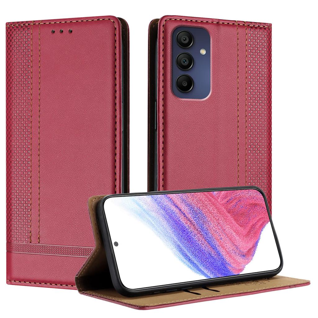 For Samsung Galaxy A16 4G/Galaxy A16 5G Case L-Shaped Grid Pattern Leather Stand Phone Cover with Card Slots