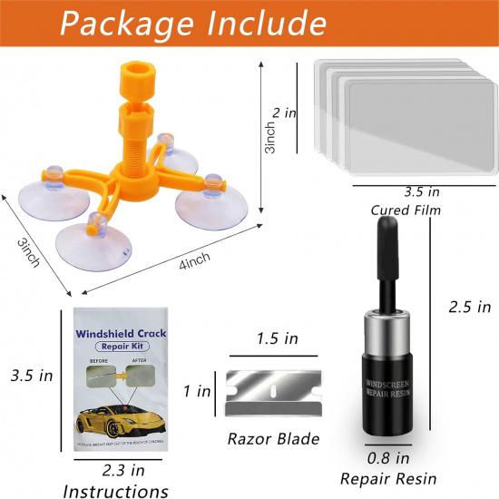VICKJES Windshield Repair Kit, Glass Repair Fluid 4 Pcs Car Glass Repair Kit, Windshield Crack Repair Kit, Glass Repair Fluid Quick Fix for Chips,