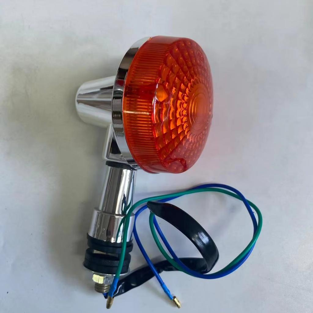 Motorcycle Turn Signal Indicator Light for GN125 125cc Amber Blinker Lamp with Chrome Housing