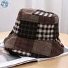 New Retro Color Matching Plaid Foldable Fashion Bucket Hat Women's Spring and Autumn Outdoor Sunscreen Sunshade Basin Hat