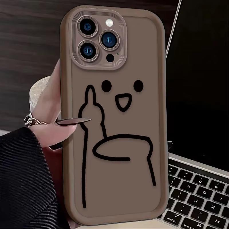 Мультяшный забавный жест презрения Чехол для телефона iPhone 16 15 14 13 12 11 Pro Max XS Max XR 7 8 Plus Ударопрочный силиконовый задний чехол