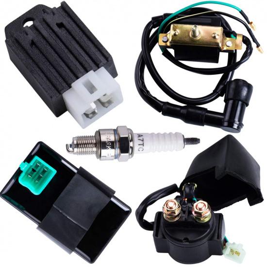 CDI Box Ignition Coil 5 Pin Regulator Rectifier Relay Spark Plug For Kazuma Meerkat 50Cc Falcon 70Cc 90Cc 110Cc Taotao Roketa Coolster 110CC ATV