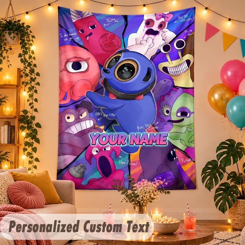 Garten of Banban Personalized Wall Tapestry Custom Name Text Polyester Hanging Decor Home Room