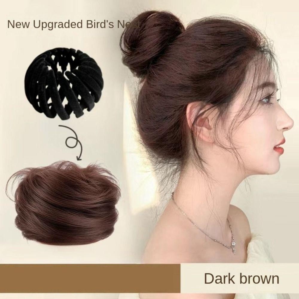 Bird Nest Shaped Fake Hair Bun Bun Maker Updo Hair Piece Simple Ponytail Hair Rings Clips Women