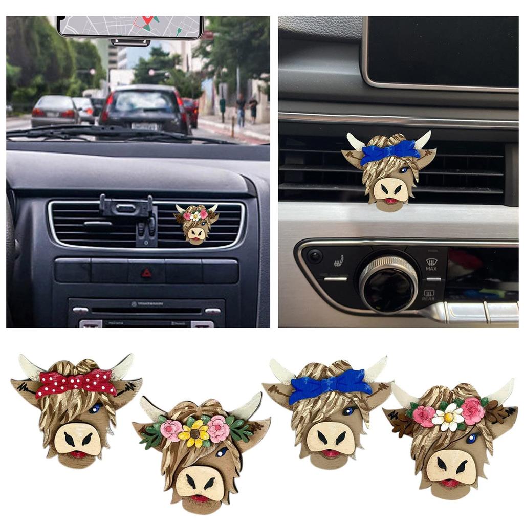 Colorful Bow Cow Shaped Aroma Vent Car Love Stone Creative Perfume Car Diffuser Perfume Clip Conditioning Car Interior Accessories