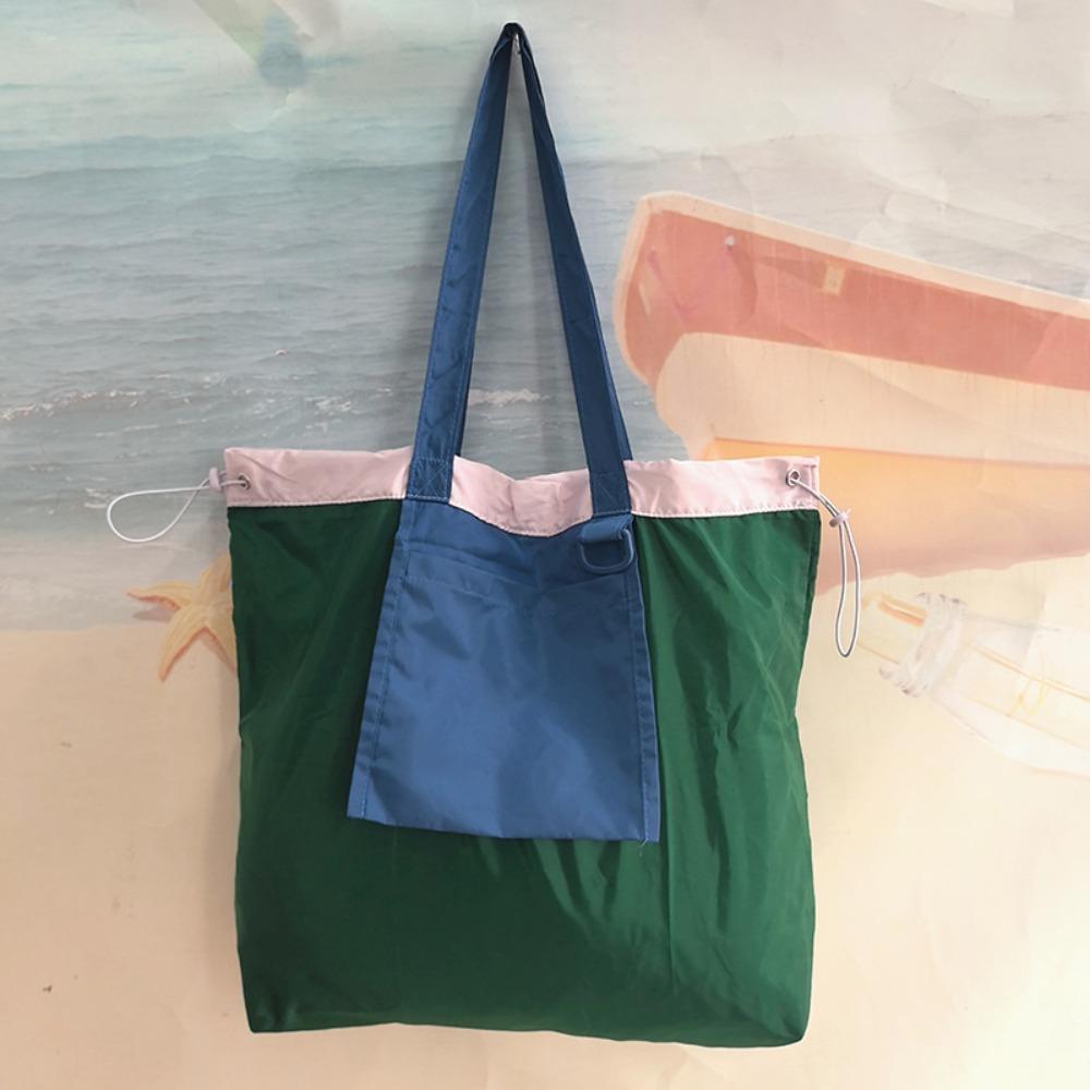 Reusable Foldable Shopping Bag Large Capacity Drawstring Handbag Durable Tote Bag Outdoor