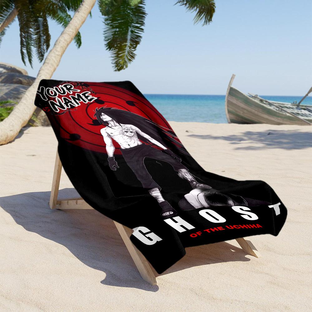 Naruto Character Customize Your Name Beach Towel High Absorbency & Quick-Dry Suitable for Swimming Gym Camping Yoga Vacation