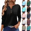 Women's T Shirt Tee Button Long Sleeve Daily Weekend Fashion Basic V- Neck Regular Top With Pocket