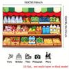 Двумерный гобелен для детской комнаты, полки продуктового магазина с овощами и напитками, декор