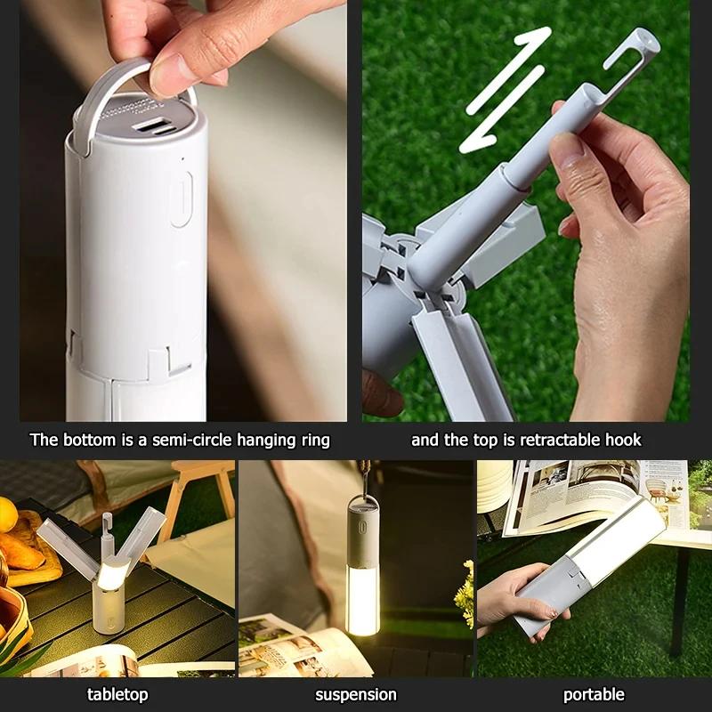 Folding Outdoor Camping Portable Rechargeable High Capacity Emergency Lamp Flashlight HangingTent Hanging Light Lantern