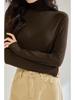 Women's Lightweight Silky High Neck Wool Blend Long Sleeve T-Shirt - Autumn Collection