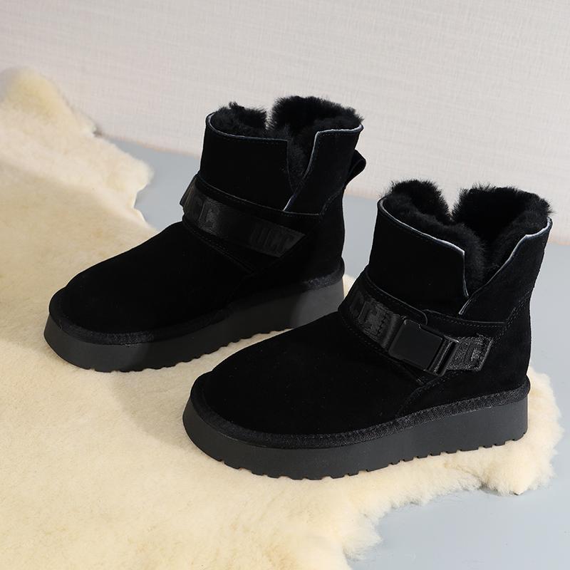 Модные женские зимние ботильоны однотонные уличные 2024 высококачественные зимние теплые короткие плюшевые плоские ботинки с обувью Botines De Mujer