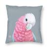 Pink And Grey Galah Square Pillowcase Polyester Linen Velvet Printed Zip Decorative Throw Pillow Case Room Cushion Cover 18"