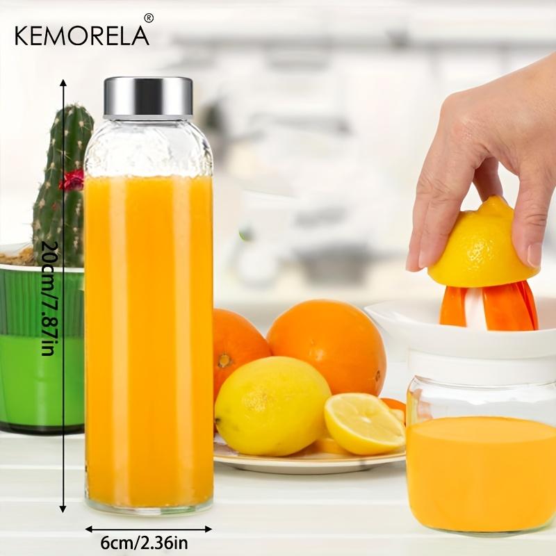 KEMORELA 3/4/6 шт. Прозрачные стеклянные бутылки с крышками 530 мл, Многоразовые стеклянные бутылки для воды с крышкой из нержавеющей стали для сока, молочного чая
