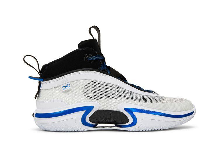 Мужские кроссовки Jordan 36 PF Sport Blue (Белая подошва) Белый/Спортивный сине-черный