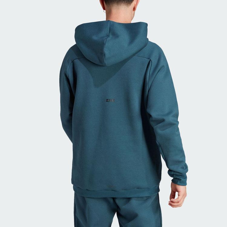 Adidas New Z.N.E. Premium Hoodie Solid Logo Quick-Dry Sports Casual Loose Hooded Sweatshirt Men Hoodies Arctic-Blue IN5114