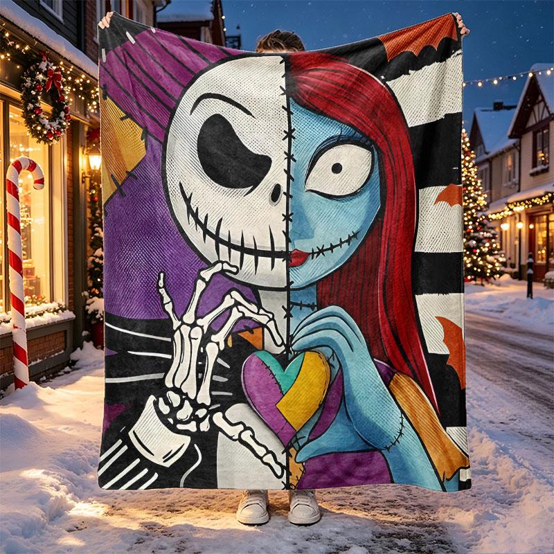 The Nightmare Before Christmas Pattern Blanket for Home Decoration, Bed, Sofa, Car Travel, Camping, Suitable for All Seasons, Birthday Christmas Gift
