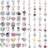 Silver Rose Lock Key Wedding Charms Bead DIY Fit Bracelets Jewelry Unisex Romantic Gift for Women Girls Bridal Party