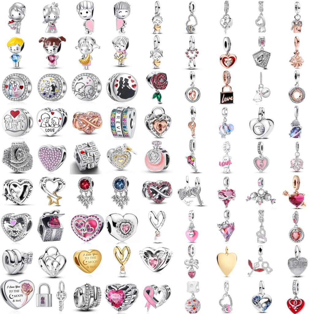 Silver Rose Lock Key Wedding Charms Bead DIY Fit Bracelets Jewelry Unisex Romantic Gift for Women Girls Bridal Party